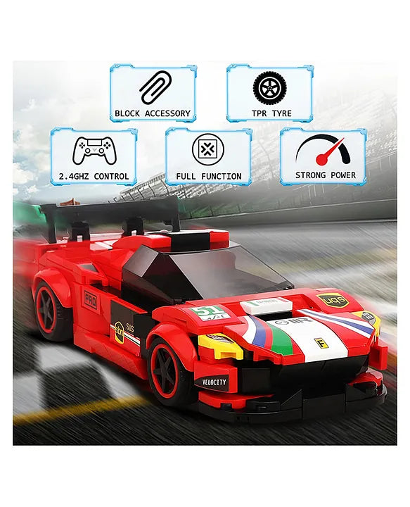Lego 1:20 RC Sports Car Building Kit 279 PCS STEM Remote Control Car Blocks, DIY Racing Car Construction Toy Set, Educational Gift for Boys & Girls Ages 6-10 (Red)