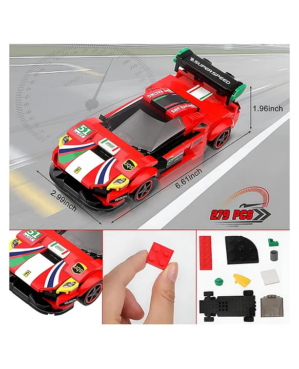 Lego 1:20 RC Sports Car Building Kit 279 PCS STEM Remote Control Car Blocks, DIY Racing Car Construction Toy Set, Educational Gift for Boys & Girls Ages 6-10 (Red)