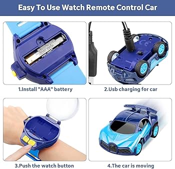 Watch Launcher Car - Mini Remote Control Car Watch Toys, Easy Control Safe 98.4ft Remote Control Distance Cute Wrist Racing Car Watch Silicone Strap with Dust Cover for Outdoor Any 1