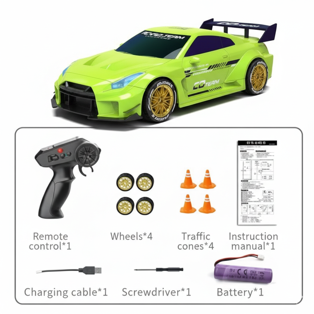 Green Metallic RC Drift Car - High Performance 36 Custom Series Remote Control Racing Toy