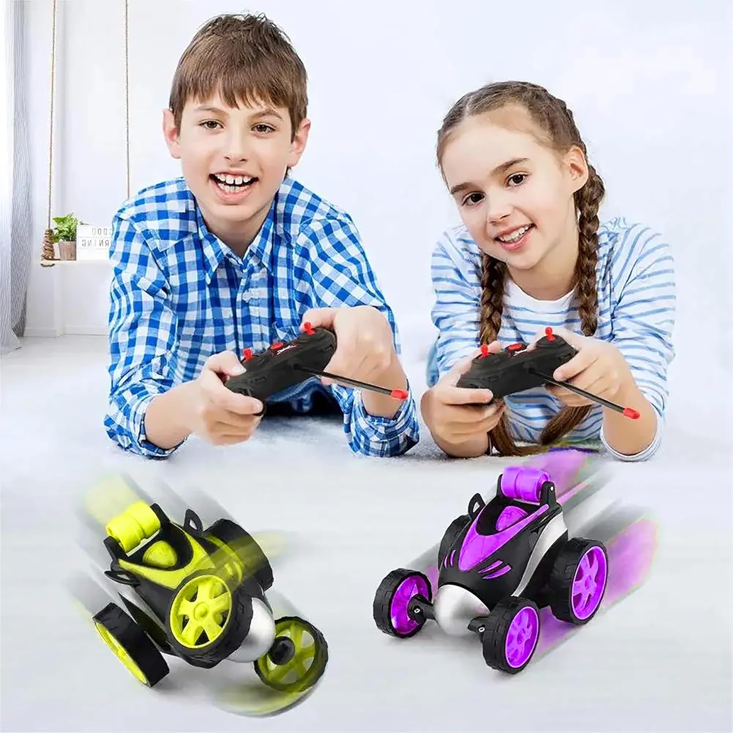 Mini Stunt Car Remote Control Rechargeable Car Toy for Kids - 360 Degree Spinning (Multicolor)