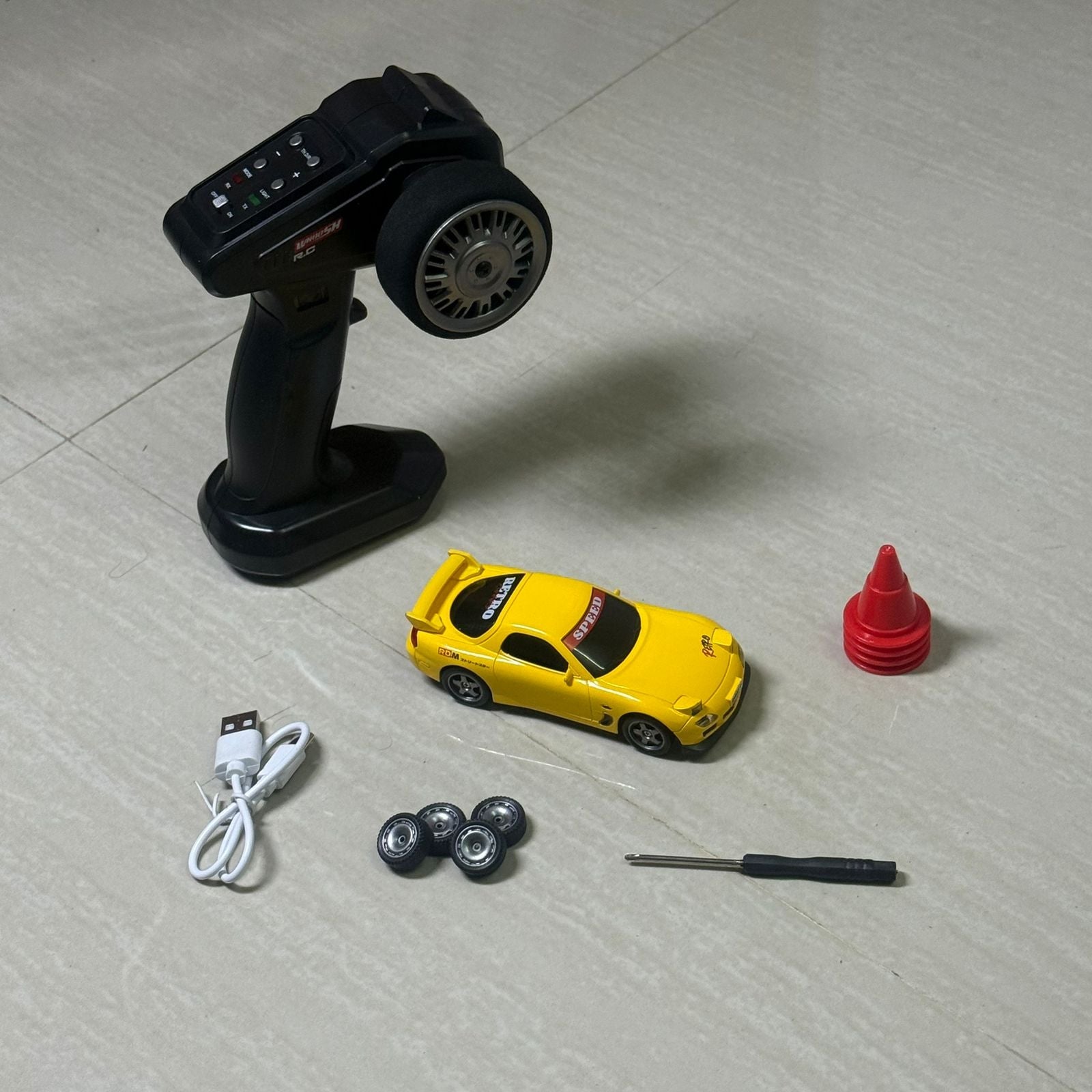 Gyro type Premium RC Drift Car with Light Indicator Speed Remote Control  - Any 1 Model Type C Charging