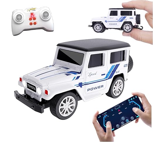 Remote Control & App Control Small Car, 1:64 Scale Off-Road RC Car, USB Rechargeable 2.4GHZ Three Speed Indoor Alloy Vehicle(Color As Per Stock)