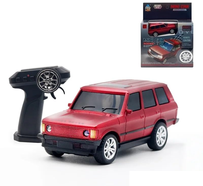 Red  Range Rover - 1:64 Mini Remote Control Car Alloy SUV Travel Model Desktop Indoor Play Gift