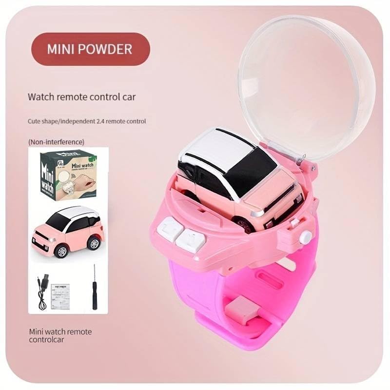 Watch Launcher Car - Mini Remote Control Car Watch Toys, Easy Control Safe 98.4ft Remote Control Distance Cute Wrist Racing Car Watch Silicone Strap with Dust Cover for Outdoor Any 1