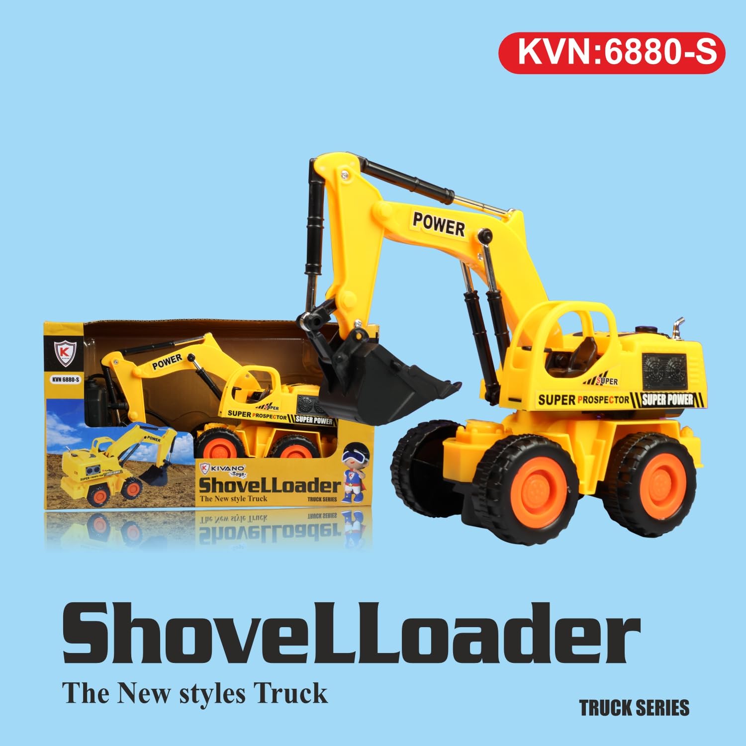Wired Remote Control JCB Excavator Toy Truck, Construction Shovel Loader with 360° Rotation, Full-Function Steering & Working Bucket, Durable ABS, Rubber Tyres – Yellow