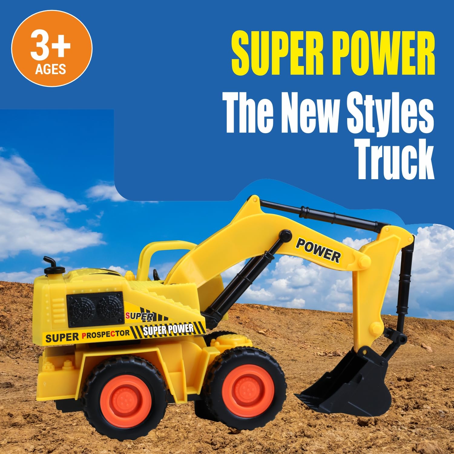 Wired Remote Control JCB Excavator Toy Truck, Construction Shovel Loader with 360° Rotation, Full-Function Steering & Working Bucket, Durable ABS, Rubber Tyres – Yellow