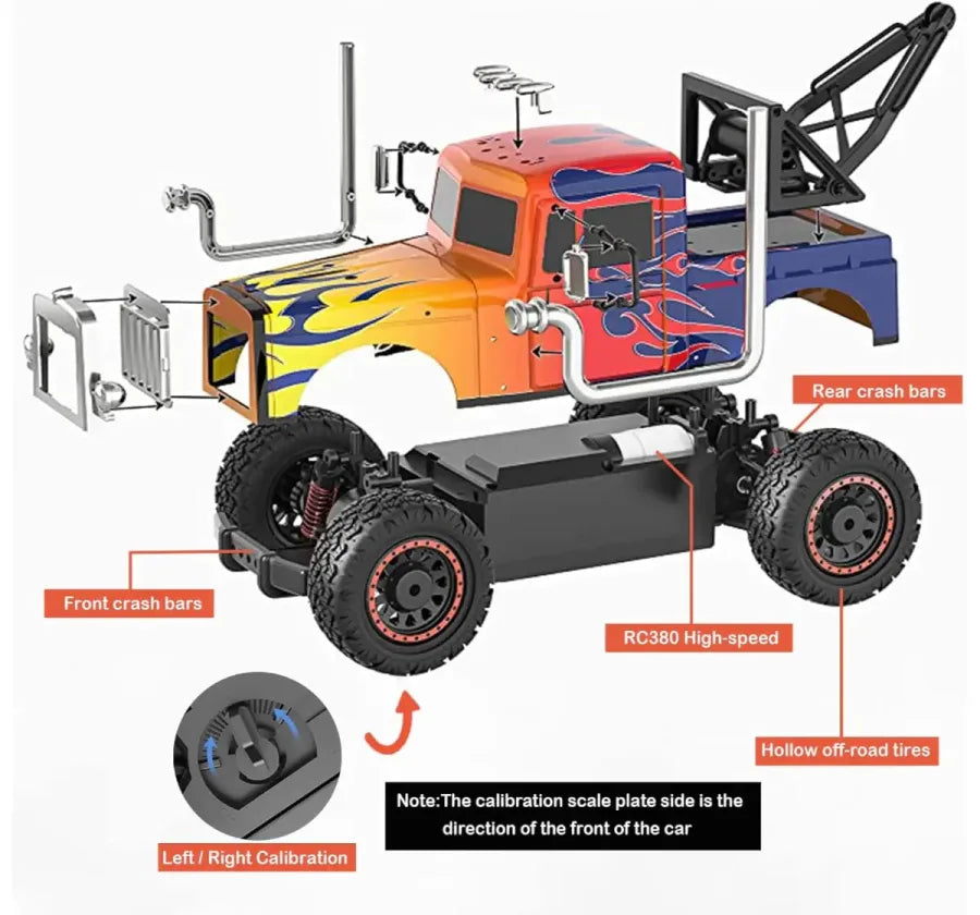 40Km/h Electrobotic 1:16 RC 2.4GHZ High Speed Remote Control Monster Truck, Red, 5Y+